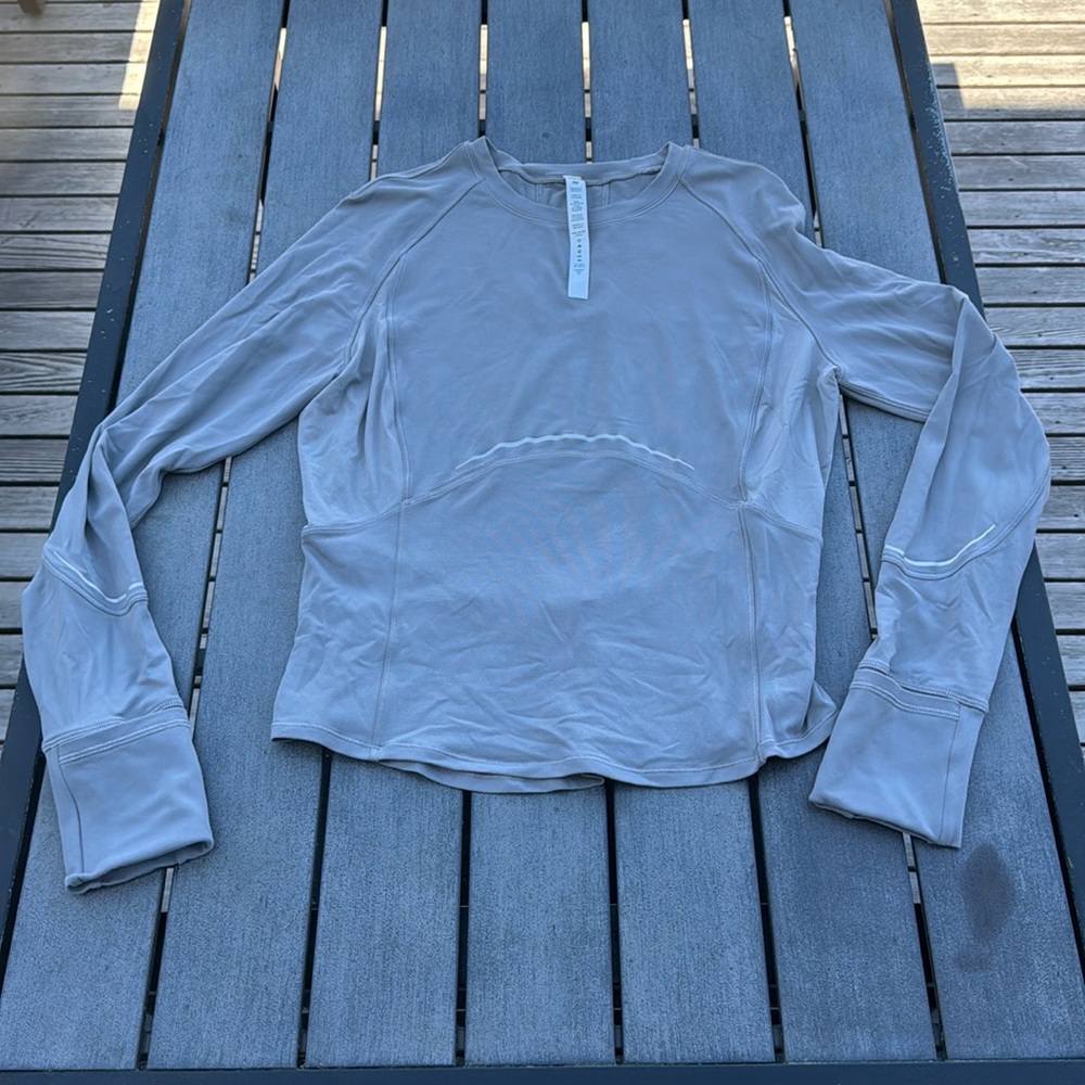 LULULEMON Rulu Reflective Running Long Sleeve Shirt Gull Gray size 10
